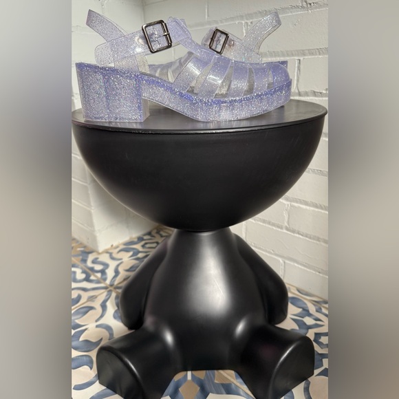 Clear Glittery Jellies Platform Sandals - Picture 6 of 6